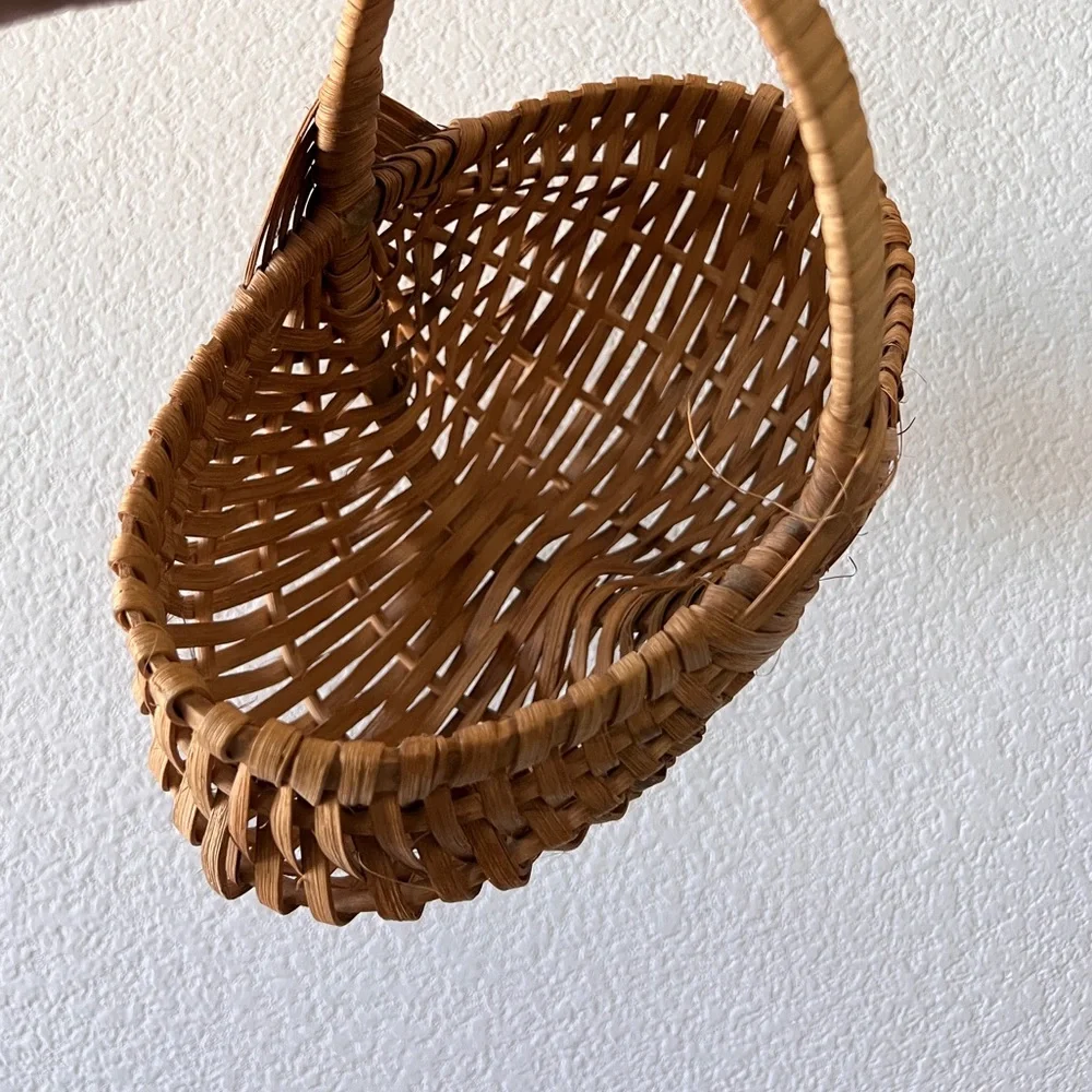 Vintage Wicker Buttocks Basket‎ 10” Handwoven Gathering Rustic Farmhouse Decor